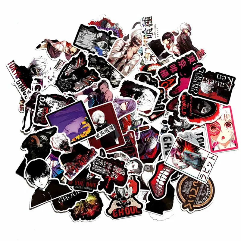 

51pcs/set Japan Anime Tokyo Ghoul For Luggage Laptop Skateboard Bicycle Backpack Decal Toy Stickers For Children Gift