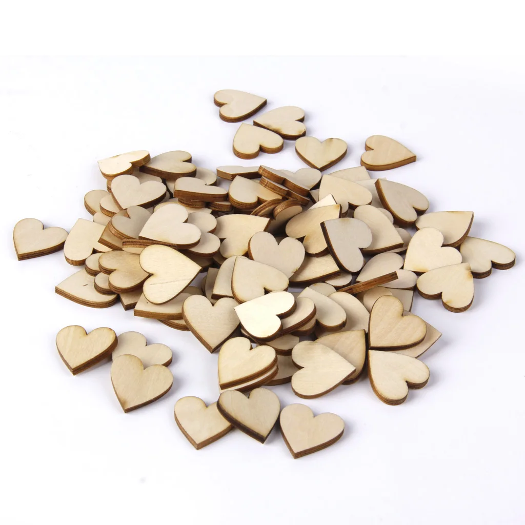 Lots Wooden Love Heart Rustic Wedding Table Scatter Decoration Crafts