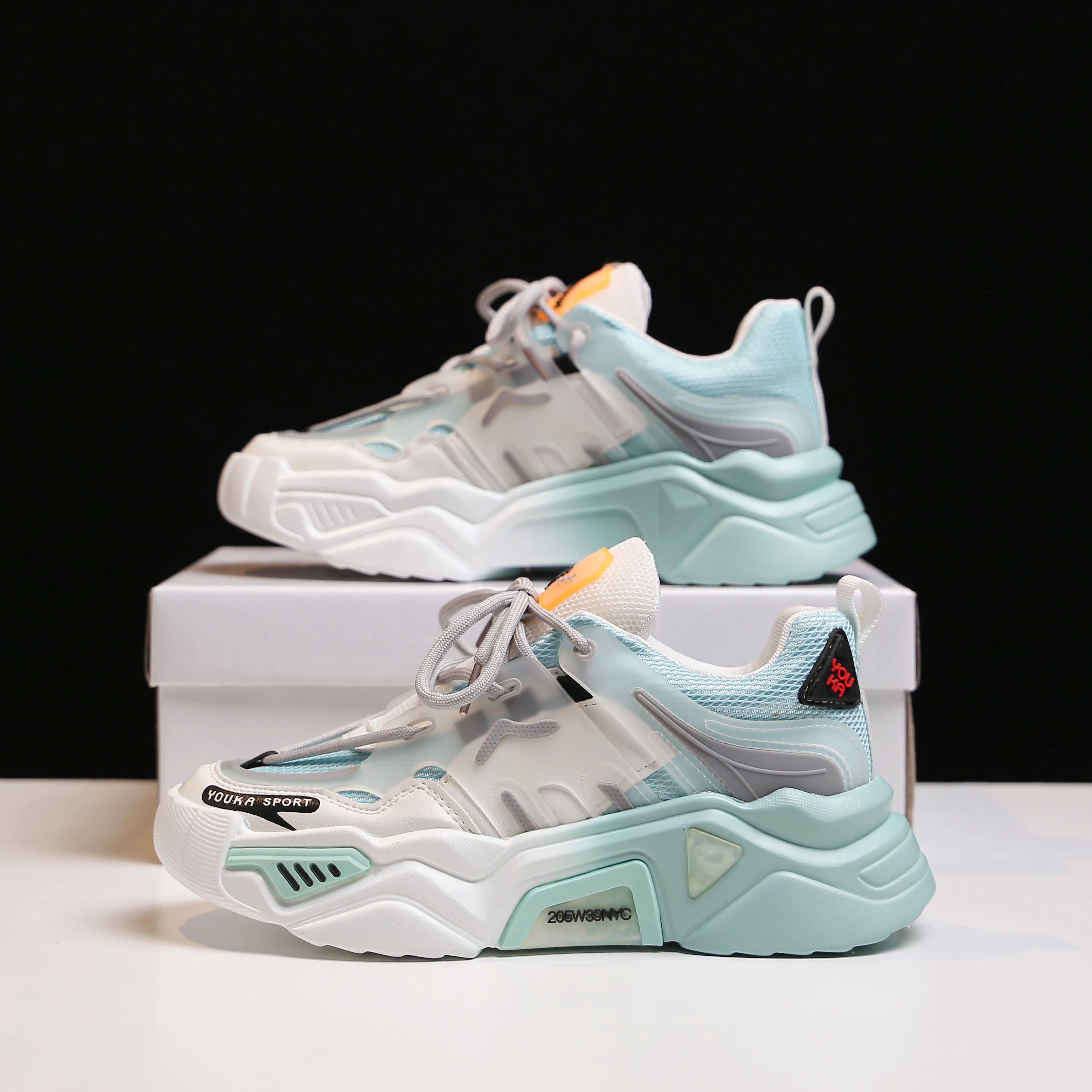 white chunky designer trainers