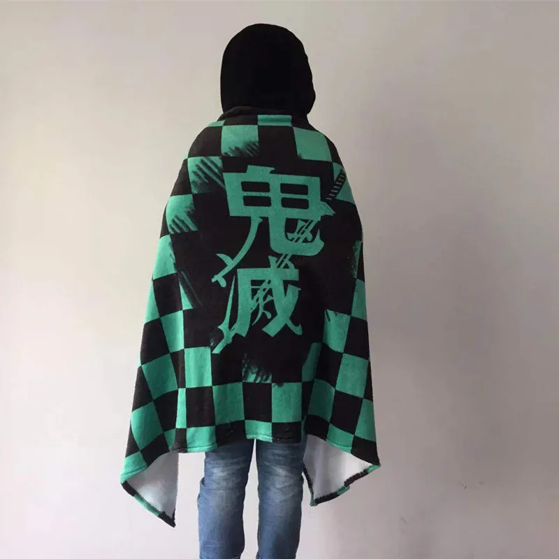 Demon Slayer Kimetsu no Yaiba cosplay shawl anime Kamado Tanjirou Kamado Nezuko fara plush keep warm 1.6m for gift
