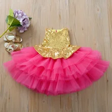 Платье-пачка с блестками для маленьких девочек; Многослойная одежда без рукавов; вечерние платья принцессы ярких цветов; модная Милая одежда для малышей