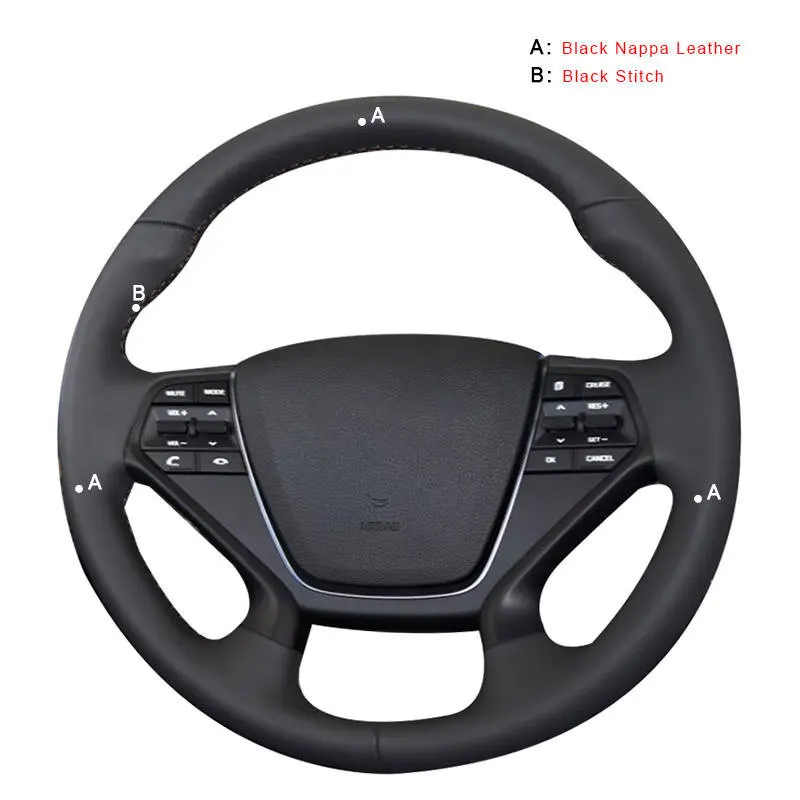 Top Layer Leather Авто оплетка на руле Крышка для hyundai Sonata 9(4 спицы) автостайлинг Интерьер Автомобильные аксессуары Чехлы - Название цвета: Top Layer Leather