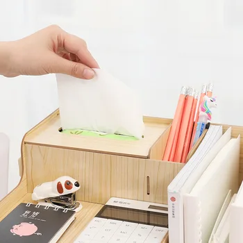 

multifunctional Desktop office Organizer Storage Box Pen Pencil Box Jewelry Makeup Holder Stationery Brown Office storage rack