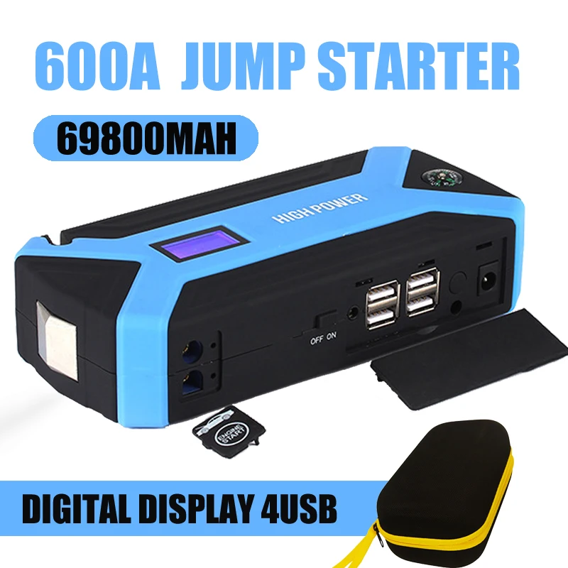 Многофункциональное пусковое устройство 69800 мА/ч, 12V 4USB 600A портативный автомобильный аккумулятор бустер зарядное устройство усилитель Мощность power Bank пусковое устройство