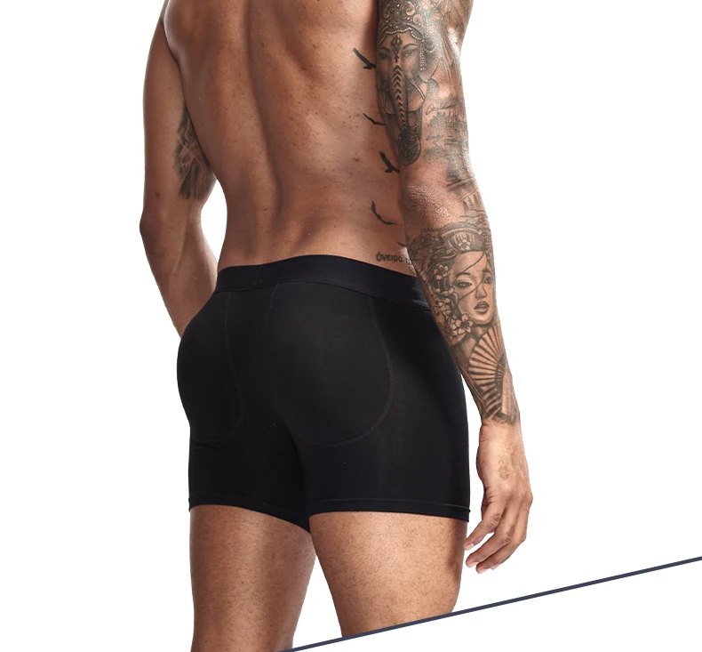 Jockmail, Длинные боксеры до колена, мужское нижнее белье, мужское нижнее белье, увеличивающее попу, мягкий ствол, съемная подкладка, подтяжка, сексуальное мужское нижнее белье для геев