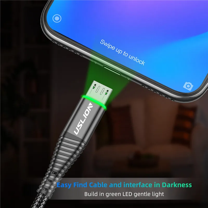 USLION 3A LED Micro USB Cable Fast Charging Micro usb Charger Support Data Transmission For Samsung Cord Android Mobile Phone USLION 3A LED Micro USB Cable Fast Charging Micro usb Charger Support Data Transmission For Samsung Cord Android Mobile Phone