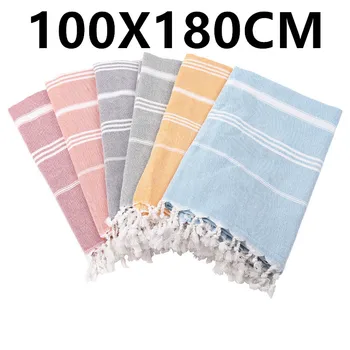 Asciugamano in cotone turco con nappe oversize 100X180 cm, coperta, adatto per il bagno, la spiaggia, la piscina, la SPA, la palestra Asciugamano da bagno a righe 1