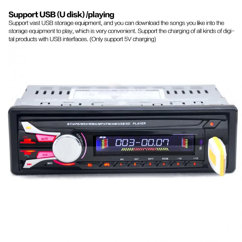 US $45.62 Car Audio Players 1DIN 12V Car Radio Stereo FM MP3 Player Bluetooth AUX Input With Detachable Front Panel Remote Control