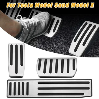 

Stainless Steel Foot Pedal Silver+Black For Tesla Model S & X Parts Car 3Pcs