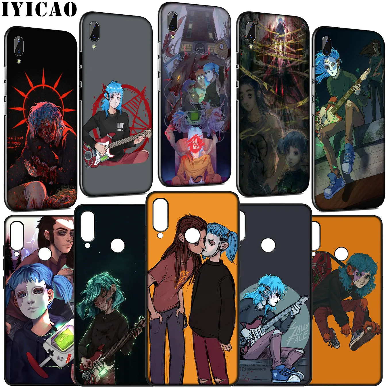 IYICAO Sally Face Game Soft Silicone Case for Huawei Y9 Y7 Y6 Prime 2019 Honor 20 10 9 9X 8C 8X 8 Lite 7C 7X 7A Pro |