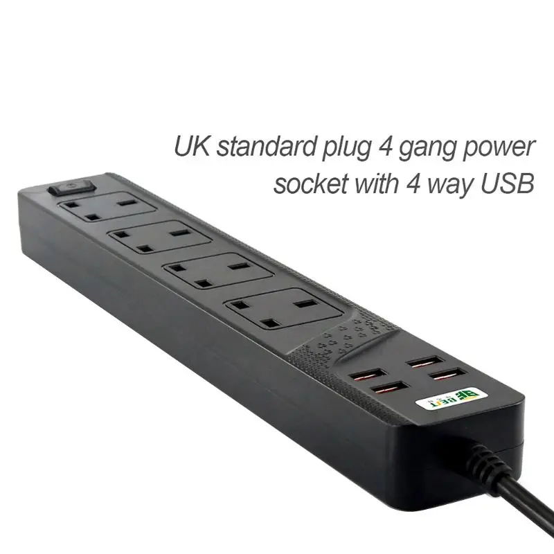 Многоразъемная зарядная станция с 4 розетками переменного тока и 4 usb-портами для зарядки, штепсельная Вилка для смартфонов, планшетов для домашнего офиса