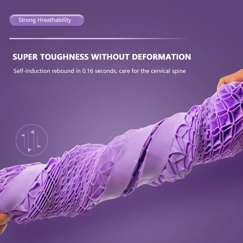 New TPE Cool Breathable Bed Pillow Protection Cervical Washable Pillows With Pillowcase For Neck Message Sleep Travel Purple 2