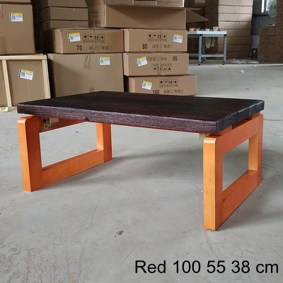 Red 100 55 38 cm Балкон, спальня, гостиная, Маленький журнальный столик, гостиная, твердая древесина, чайное окно, низкий складной стол, прямоугольный японский стиль - Color: Red 100 55 38 cm
