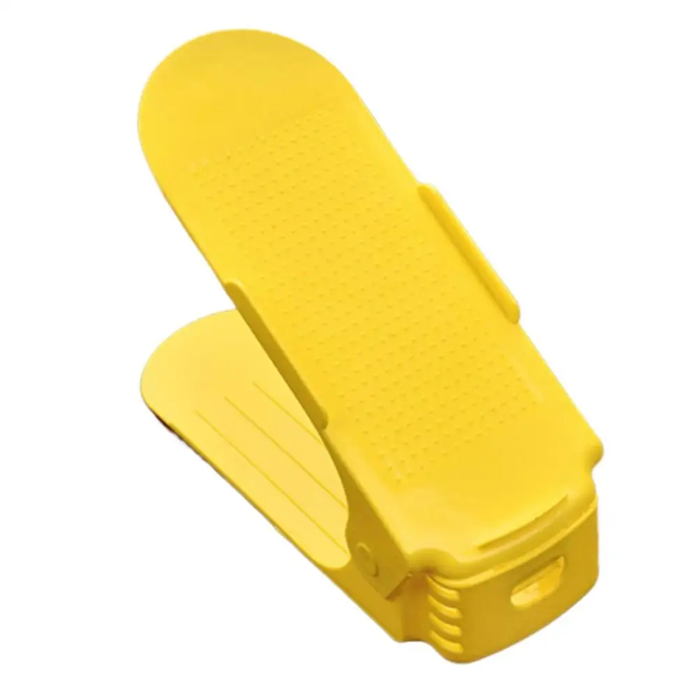 yellow Вешалка для обуви для хранения, цельная стойка для обуви, регулируемый Простой пластиковый двухслойный контейнер для хранения обуви - Цвет: yellow