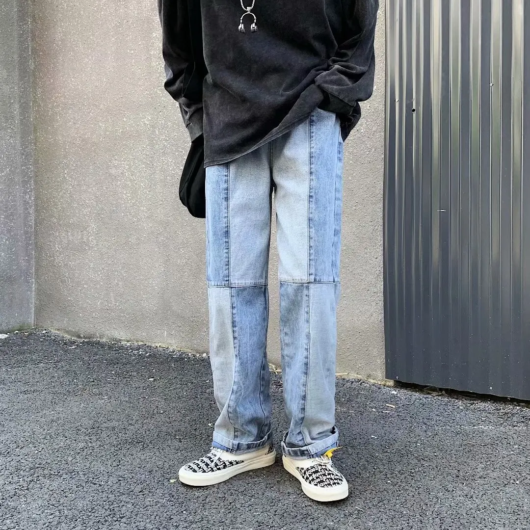 Pantalones vaqueros rectos informales para hombre, ropa de calle a la moda, suelta, Hip-Hop, Pantalones largos