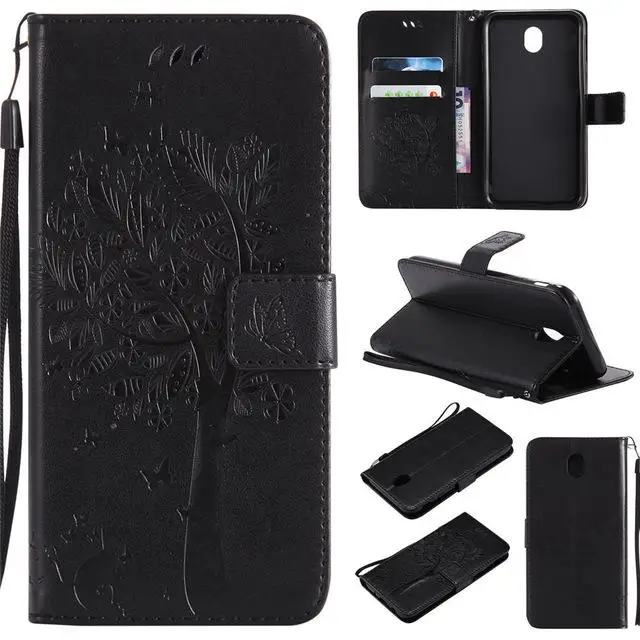 Для samsung Galaxy J3 J5 J7 A3 A5 ЕС чехол 3D кошелек кожаный чехол для samsung J310 J510 J320 J520 A320 A520 - Цвет: Black-Tree