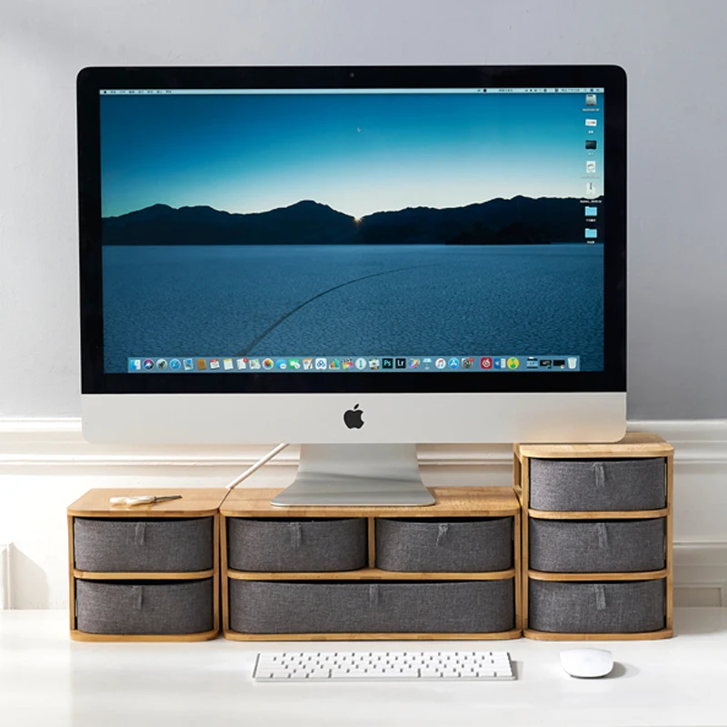 Многоуровневый Настольный ящик для хранения из бамбука и дерева дома офиса