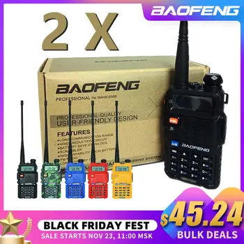 

2Pcs Baofeng UV-5R Walkie Talkie UV5R CB Radio Station 5W 128CH VHF UHF Dual Band UV 5R Two Way Radio for Hunting Ham Radios