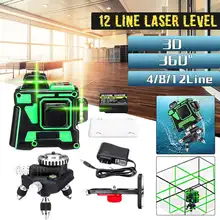 12 линий 3D зеленый лазерный нивелир самовыравнивания 360 градусов Горизонтальная и вертикальная с рисунками крестов и линий зеленые лазерные линии со штативом Батарея
