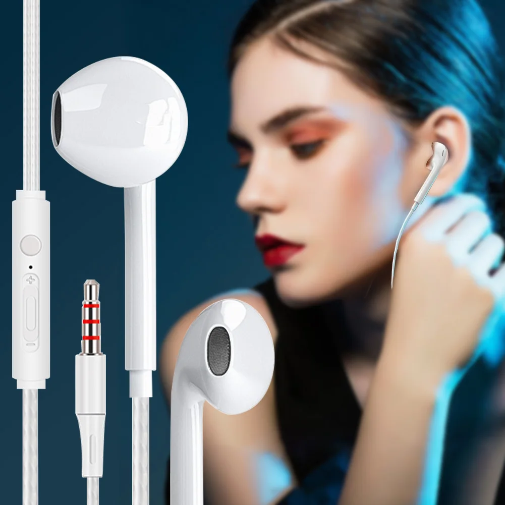Auriculares intrauditivos estéreo con cable de 3,5mm, Auriculares deportivos con micrófono para música, para IPhone, Samsung, Xiaomi y Huawei
