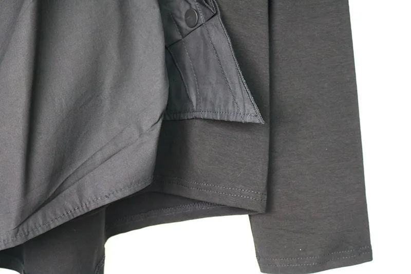 Concise Autumn Urban Leisure Round Neck Long Sleeve Patchwork Button Niche Design Ins Wind T-shirt ZX380