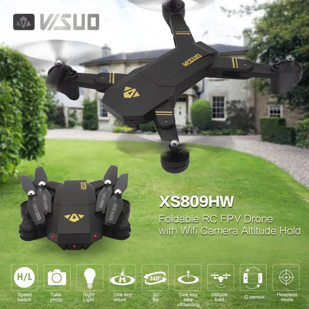 VISUO XS809HW 2,4G складной FPV селфи Дрон RC Квадрокоптер с Wifi камерой 0.3MP удержание высоты RC Квадрокоптер вертолет Дрон