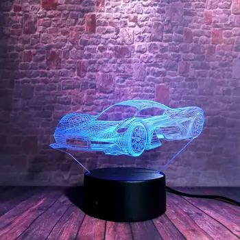 

Novelty 3D Nightlight Visual Illusion LED 7 Colors Changing Light Flashing Sports Car Model Toys