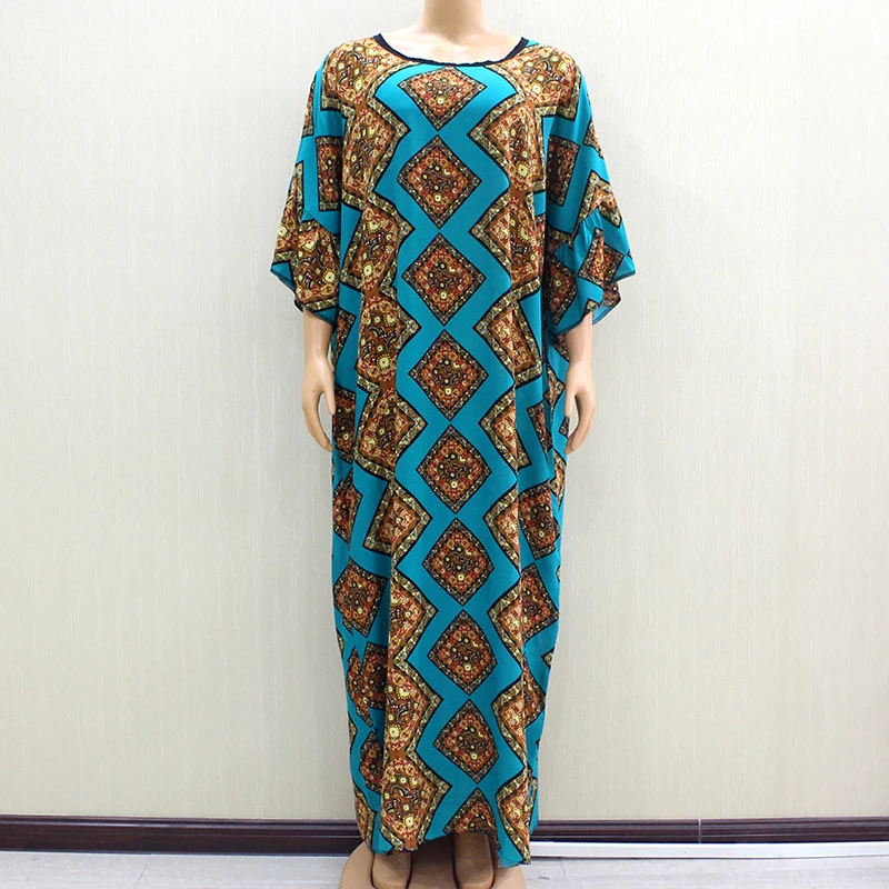 Boho Ruffle Sleeve разноцветные Модные осенние элегантные свободные африканские платья для женщин с шарфом - Цвет: as picture