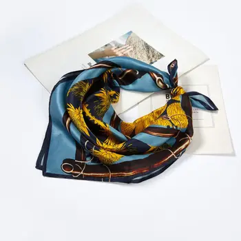 

YILIAN Brand 100% Mulberry Silk Square Scarf Under The Fence Tree Print Newest 53*53cmHead Scarf Flight Attendant Neckerchief