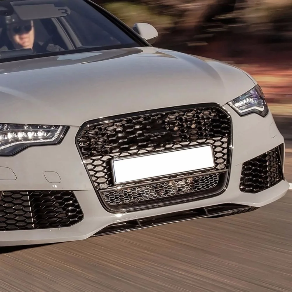 Для RS6 Стильная передняя Спортивная Шестигранная сетка сотовый капот Гриль