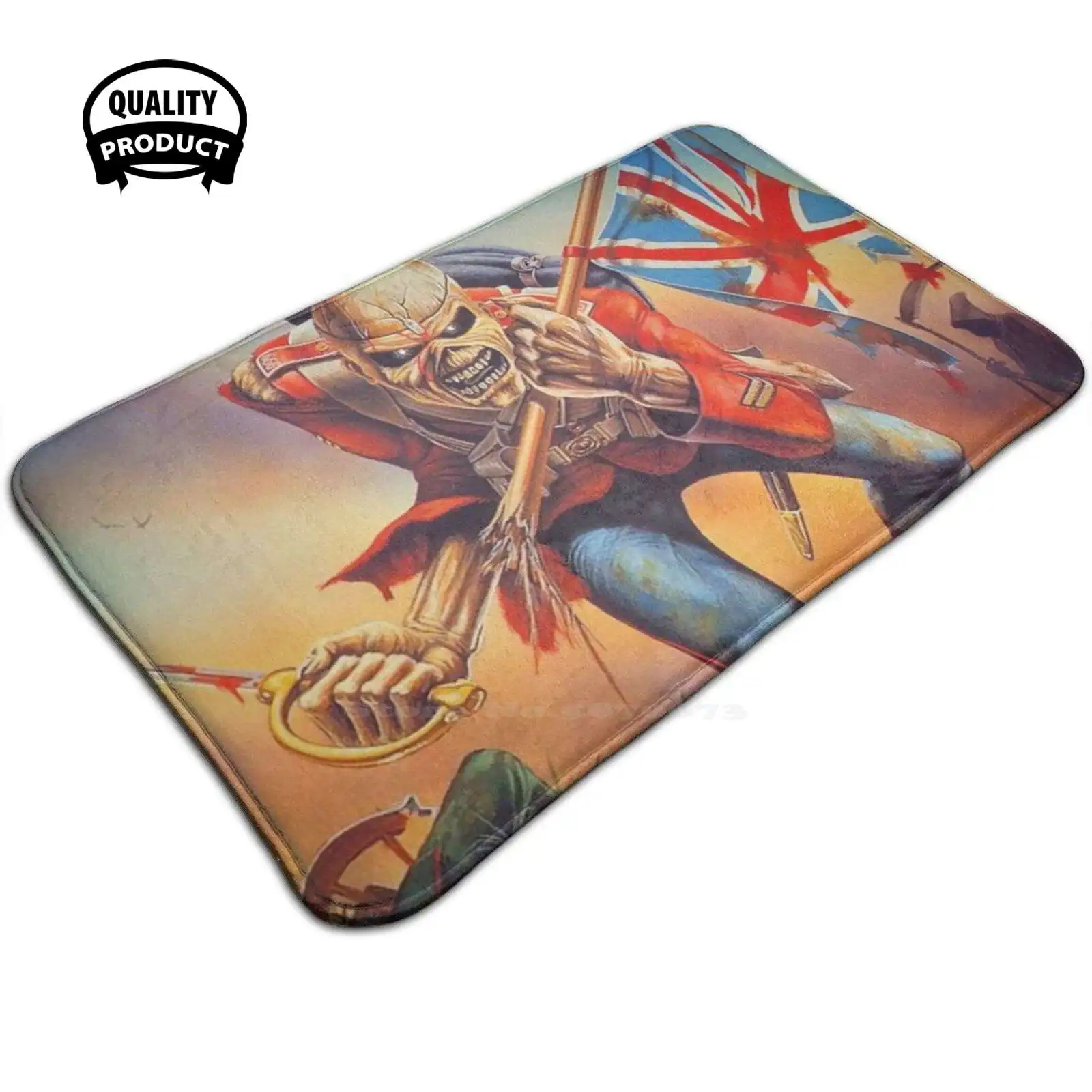 Battle Ready Eddie Soft House Family Tappetino Antiscivolo Tappeto Tappeto Trooper Skull Heavy Metal Battle British Gran Bretagna And Roll Music