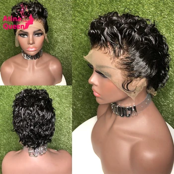 

4X4 Curly Bob Short Pixie Wig Human Hair 13X4 Lace Frontal Pre plucked With Baby Hair 150% Remy Front Lace Wig For Black Women