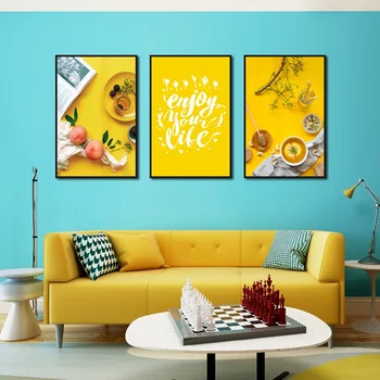 

Yellow Theme Modern Nutrition Breakfast Scene Art Painting Home Decoration Wall Living Room Bedroom Hanging Picture Frameless