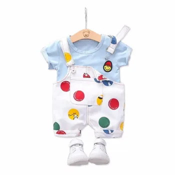 

Summer Children Casual Fashion Costume Baby Girls Boys Clothes T Shirt Strap Shorts 2pcs/Sets Children Casual Fashion Costume