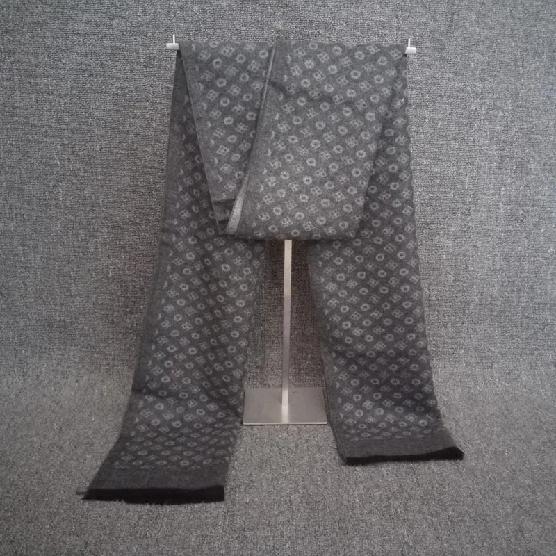 gray scarf Прямая поставка, мужской шарф, роскошный брендовый дизайнерский мужской классический кашемировый шарф, зимние теплые мягкие Модные женские шаль накидка палантин - Color: gray scarf
