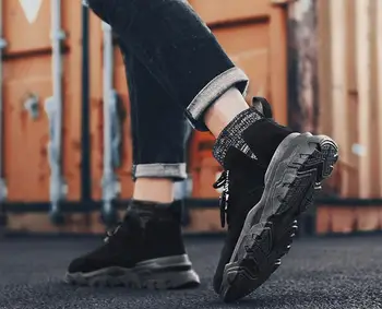 

Men's shoes 2019 autumn and winter new high to help socks mouth tooling wild warm Martin boots