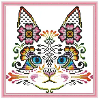 

Flower Cat painting counted printed on the canvas 11CT 14CT DIY kit Cross Stitch embroidery needlework Sets home decor