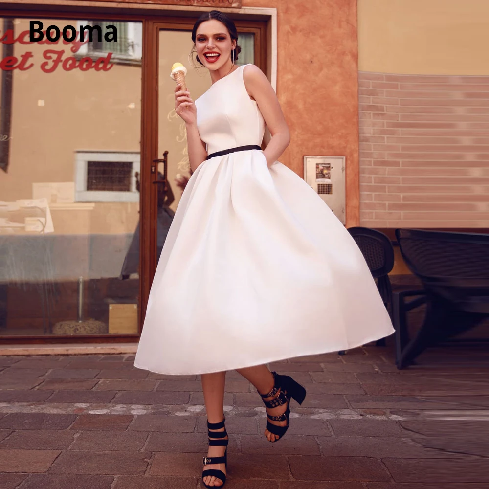 Короткие свадебные платья Booma атласное свадебное платье женское простое