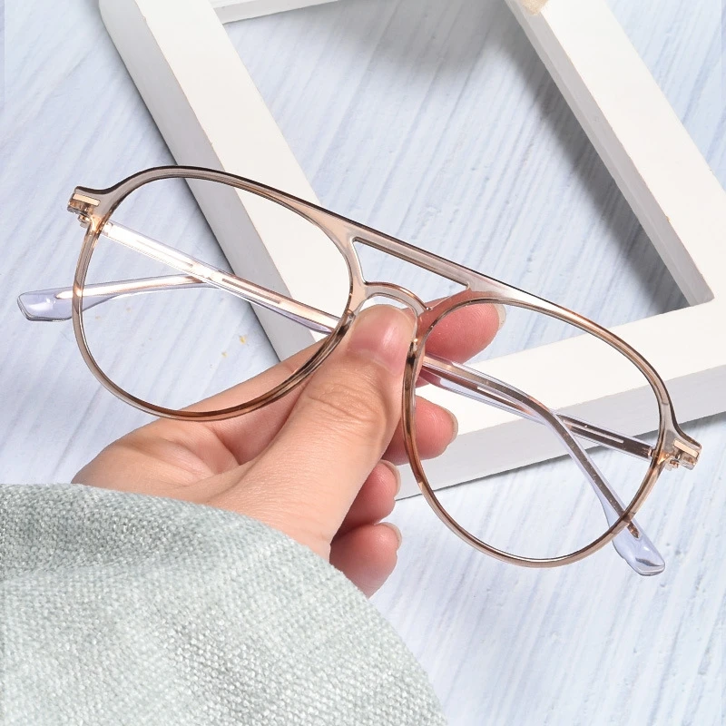 

Round Frame Retro Ferrule Plate Temple Glasses Frame Ultra Light TR Glasses Frame Double Beam Optical Glasses Frame 6537