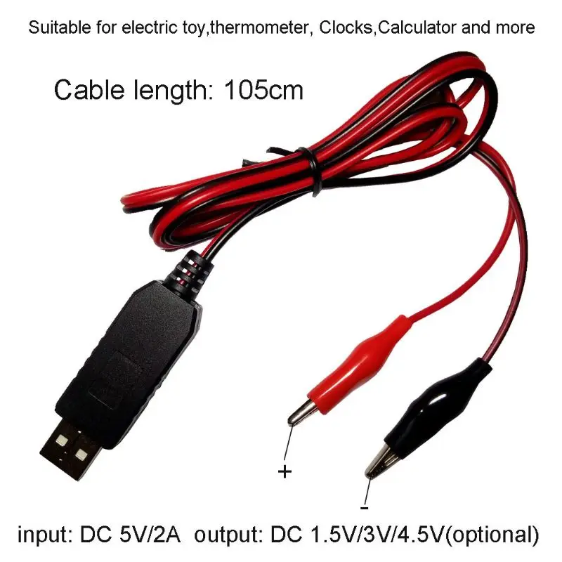 AA AAA батарея с разъемом USB 5 В до 1,5 В/3V4. 5 в понижающий кабель с зажимом Регулируемая линия преобразователя Напряжения для часов дистанционное управление