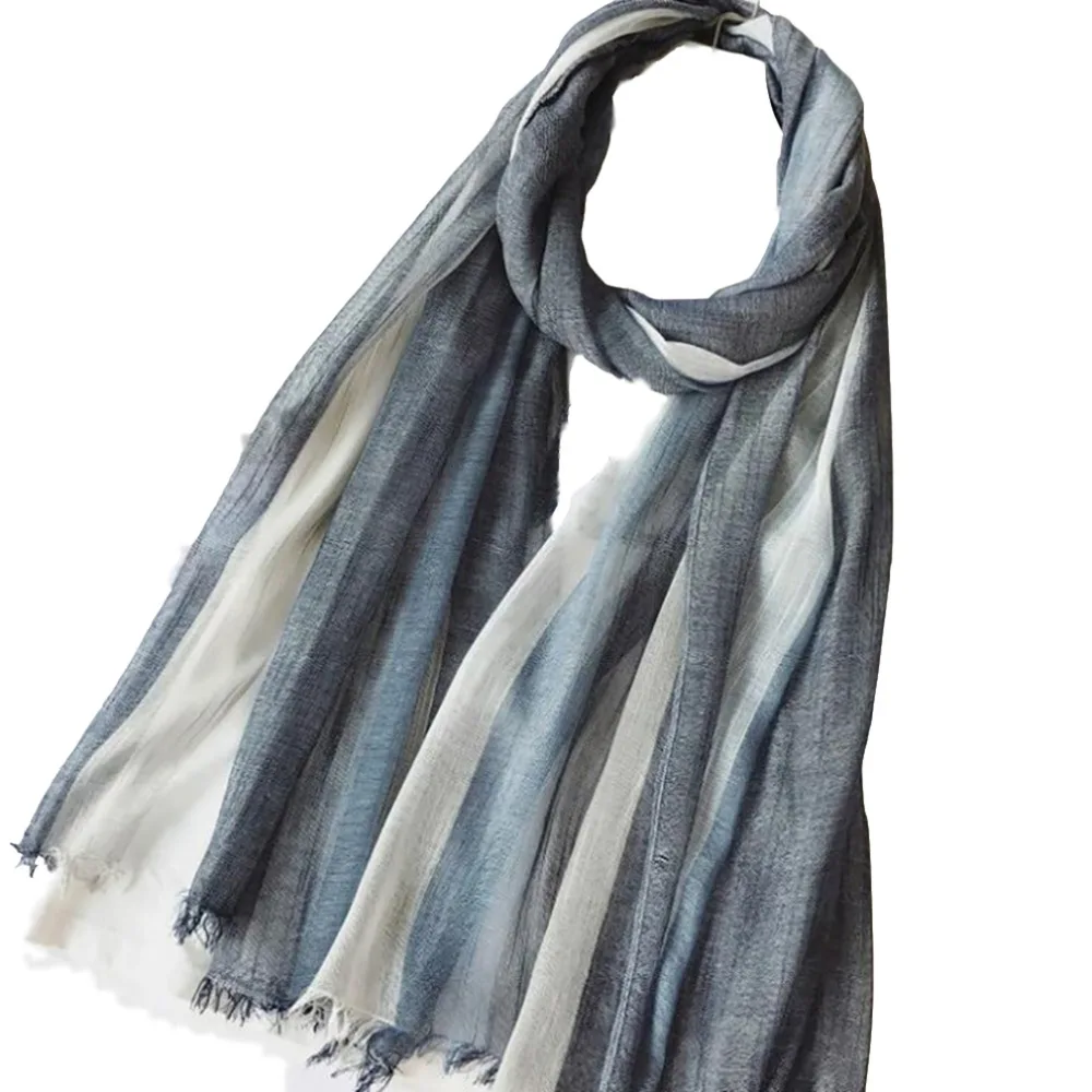 

Scarf For Woman Spring Summer Gradient Cotton Stripe Female Korean Literature Wrap Shawl Sunscreen Lady Fashion Soft Kerchief