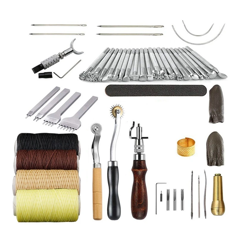 

Best Leather Crafting Tools Punching Kit Set Stitching Carving Work Sewing Saddle Groove
