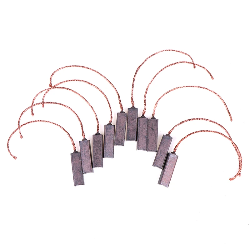 New Carbon Brushes Wire Leads Generator Generic Electric Motor Brush Replacement 4.5 x 6.5 x 20mm 10Pcs Dropshipping