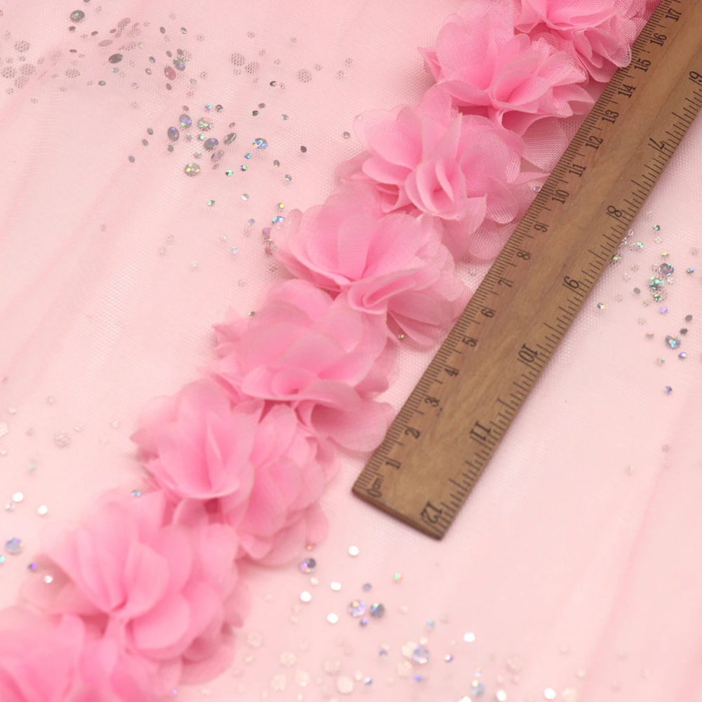 3D Chiffon Cluster Flowers Lace Dress Decoration Lace Fabric Applique Trimming Sewing Supplies 26pcs 5CM H737,lace fabric,chiffon fabric,lace garment accessories,lace sewing supplies,chiffon lace fabric,lace decoration,lace accessories,lace sewing accessories,clothing accessories