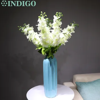 

INDIGO- 5pcs White Delphinium Fake Flower Artificial Faux Flowers Wedding Flower Home Decorative Bouquet Blossom