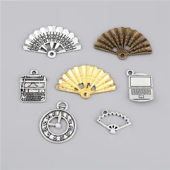 

7pcs/lot Three Color Crafting Fan Computer Mixed Combination Pendant DIY Earrings Jewelry Charms For Handmade Supplies