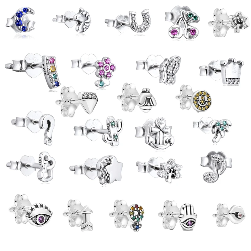25-Styles-Fashion-New-Me-Collection-Small-Single-Small-Stud-Earrings-for-Women-925-Sterling-Silver