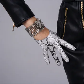 Snakeskin Gloves 13cm Ultra Short Emulation Leather PU Bright Leather Animal Pattern Silver Snake Python Green Snake PU106 snake