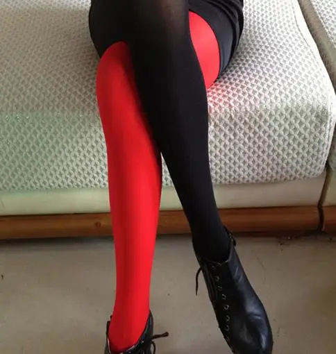 black. red B09 женские осенние зимние толстые теплые колготки, чулки для ночного клуба, разноцветные бархатные бесшовные колготки, сексуальные 100D AB колготки - Цвет: black. red