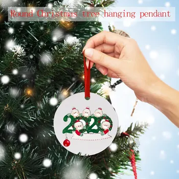 

2020 NEW Christmas Decoration Gift Personalized Hanging Ornament Pandemic Social Party Distancing Santa Claus with Mask Family